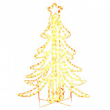 Figurină brad de Crăciun pliabil LED, alb cald, 87x87x93 cm