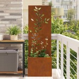 vidaXL Ghiveci de Grădină cu Panou Decorativ Ruginit 50 x 140 cm