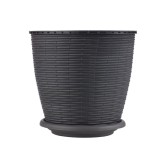 Ghiveci din plastic, Critex, cu farfurie, maro, D 22.5 cm