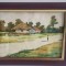 PICTURA in acuarela, tablou -Casuta la tara- 25x20cm, pictor necunoscut