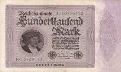 GERMANIA 100.000 marci 1923 VF+!!! foto