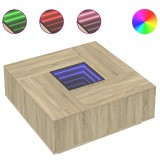 Cumpara ieftin Masuta de cafea cu LED infinity, stejar sonoma, 100x100x40 cm