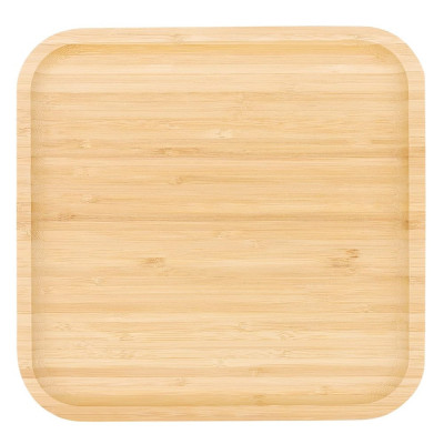 Platou Pufo din lemn de bambus pentru servire alimente, aperitive, dulciuri, 20 cm, maro foto