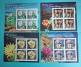 TIMBRE ROMANIA 2017 L.P.2160c FLORI CACTUS MINICOALA 4 VAL +MANSETA MNH