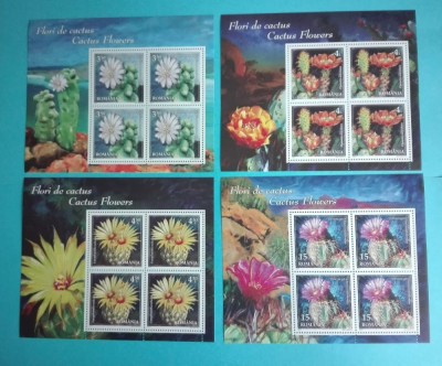 TIMBRE ROMANIA 2017 L.P.2160c FLORI CACTUS MINICOALA 4 VAL +MANSETA MNH foto