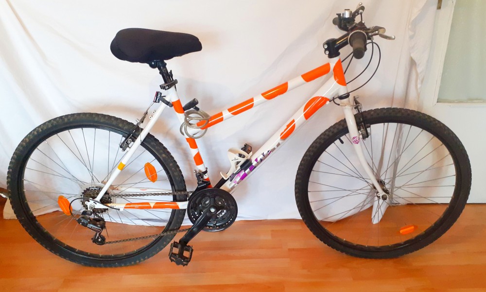 Bicicleta MTB Dama BTWIN alba Oxylane 19 26 inch Shimano Alhonga Decathlon,  21 | Okazii.ro