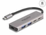 HUB USB 3.2 type C la 2 x USB type C + 2 x USB-A cu alimentare, Delock 64239