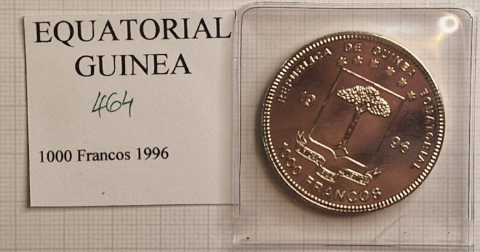 464 Equatorial Guinea 1000 Francos CFA 1996 Summer Olympics, KM#97,
