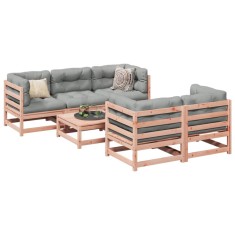 vidaXL Set canapele gradina cu perne, 6 piese, lemn masiv brad douglas foto