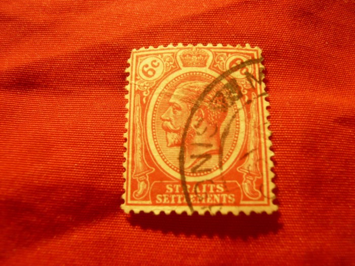 Timbru Straits Settlements 1921 R.George V , val. 6C stampilat