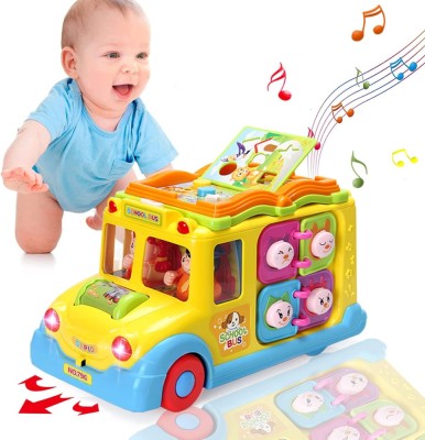 Autobuz scolar interactiv, sunete si lumini, imagini, multicolor, lungime 24 cm, 12 luni+ foto