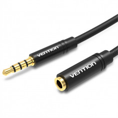 Cablu prelungitor audio stereo 4 pini Jack 3.5 mm mama-tata 5m aurit negru VENTION BHBBJ