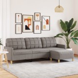 Gossi canapea cu 3 locuri si taburet, taupe, 210 cm, textil