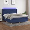 VidaXL Pat cu arcuri, saltea și LED, albastru, 180x200 cm, textil 3139139