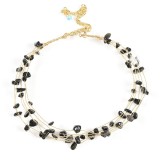 Colier auriu cu pietre negre neregulate