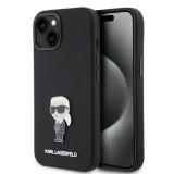 Husa pentru iPhone 15 / iPhone 14 / iPhone 13 - Karl Lagerfeld Silicone (KLHCP15SSMHKNPK) - Ikonik Metal Pin