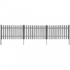 Gard din sipci cu stalpi, 3 buc., 600 x 120 cm, WPC foto