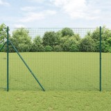 VidaXL ViațaXL &Icirc;mprejmuire cu Fibră Sudată cu 7 St&acirc;lpi Verzi 1.6x10 m Oțel