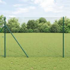 vidaXL Set de st&amp;acirc;lpi de gard Set de 2 Verde Oțel, PVC 10 x 1.5 m foto