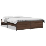 Cumpara ieftin Cadru de pat, stejar maro, 150x200 cm, lemn prelucrat si metal