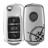 Husa Cheie Auto pentru VW/Skoda/Seat, 3 Butoane, Kwmobile, Silicon, Silver, 50280.29