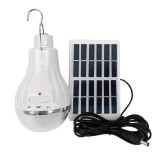 Bec LED portabil cu incarcare solara EMC ONSHOP&reg;, 10W, autonomie 7 ore, panou solar inclus, carlig de agatare, pentru camping, curte , Alb