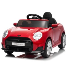 Masinuta electrica pentru copii, Mini COOPER 90W 12V 7Ah, roti EVA, scaun tapitat, rosie