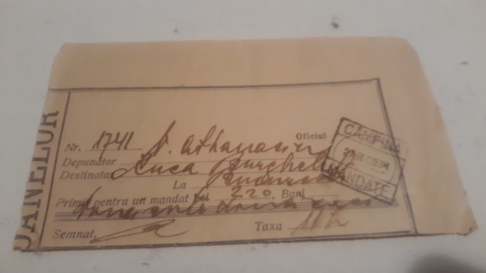 Chitanța 1934 C&acirc;mpina, jud Prahova