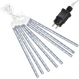 Instalatie de Craciun tip ploaie de meteoriti, 8 tuburi, 144 LED, alb