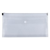 Mapa plastic cu fermoar zip si buzunar cu capsa,transparenta, 26x14 cm