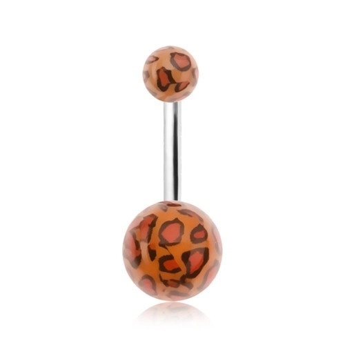 Piercing pentru buric, bile acrilice cu model leopard