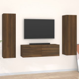 VidaXL Set dulap TV, 3 piese, stejar maro, lemn prelucrat