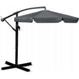 Umbrela de gradina cu brat lateral, inclinabila, panza poliester 160 g/mp, husa de protectie, 300 cm, gri