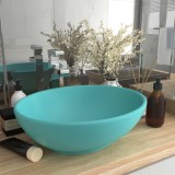 VidaXL Chiuvetă de lux, verde deschis, 40x33cm, ceramică, formă ovală