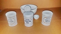 G236-I-Set Farmacie vechi portelan-2 Mojare+ 3 Borcane anii 1900, maxim interbelice.