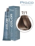 Vopsea de par profesionala PRO.COLOR 100 ml - Pro.Co - 7/1 BLOND CENUSIU