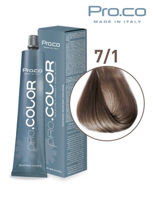 Vopsea de par profesionala PRO.COLOR 100 ml - Pro.Co - 7/1 BLOND CENUSIU foto