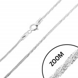 Lanț din argint 925, model de șarpe - părți drepte și răsucite, lățime 1,5 mm, lungime 460 mm