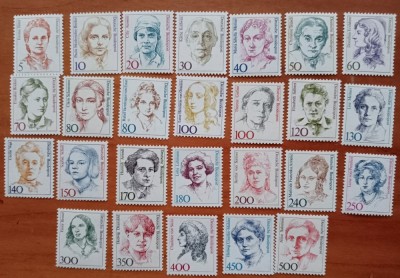 GERMANIA-1986-&amp;#039;&amp;#039;FEMEI CELEBRE&amp;#039;&amp;#039;-26VAL.-Cat. Mi.=80ei- MNH- NESTAMP. -vezi scan foto