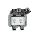 Priza exterior, Begleri&reg;, Dubla, Rezistenta la ploaie IP66, Material PC, staniu fosfor bronz, Potrivit pentru