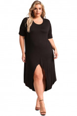 G671P-1 Rochie plus size cu crapatura pe picior foto