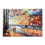 Tablou indragostiti pictat manual, O seara linistita, 70x50cm ulei pe panza, superb