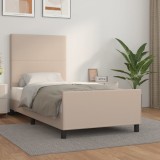 VidaXL Cadru de pat cu tăblie, cappuccino, 80x200 cm, piele ecologică