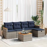 vidaXL Set mobilier grădină cu perne, 6 piese, gri, poliratan 3325911