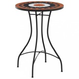 Cumpara ieftin Masa de bistro mozaic, caramiziu si negru, &Oslash;50x70 cm, ceramica