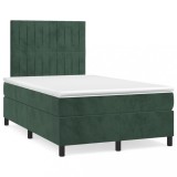 Cumpara ieftin Gossi pat box spring cu saltea, verde inchis, 120x190 cm, catifea