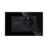 Intrerupator Mecanic cu Variator + Priza cu Rama din Sticla LUXION, Standard Italian, 3M