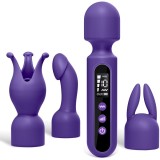 Vibrator 3 Silicone Attachments LED Wand Mov