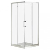 Cabină de duș pătrată Apollo 80 cu două uși glisante, cu finisaj Easy Clean, fără cădiță de duș