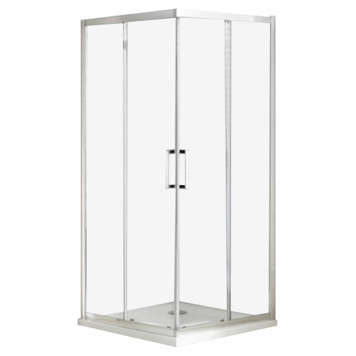 Cabină de duș pătrată Apollo 80 cu două uși glisante, cu finisaj Easy Clean, fără cădiță de duș
